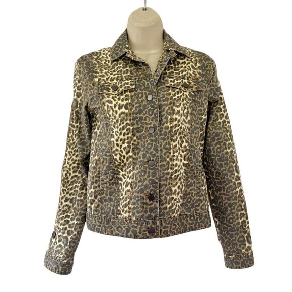 ATM Anthony Thomas Melillo Woman's Sz XS Leopard Print Denim Button Down Jacket - Picture 2 of 13